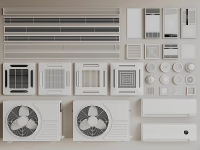 Various Air Conditioner Vents With Grille Panels Fan Components And Different Designs 3d model