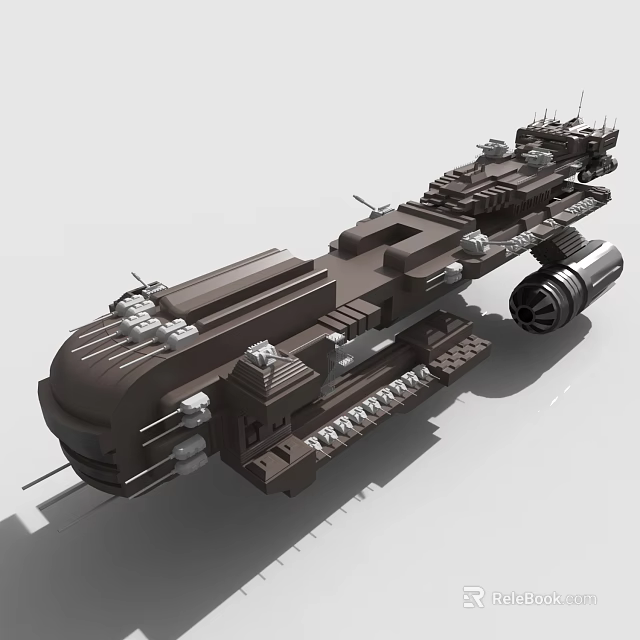 Futuristic Sci Fi Spaceship 3D Model With Mechanical Engines And Deck Structures 3d model