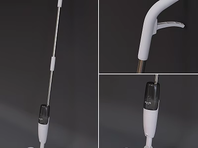 Handheld Daily Cleaning Appliance With White Pole Black Component And Transparent Part 3d model