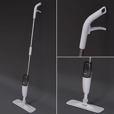 Handheld Daily Cleaning Appliance With White Pole Black Component And Transparent Part 3d model