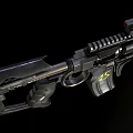 Modern Tactical Rifle With Black Body Yellow Magazine And Tactical Scope