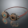 Steampunk Goggles With Brass Accents Spiked Details Leather Strap And Round Lenses