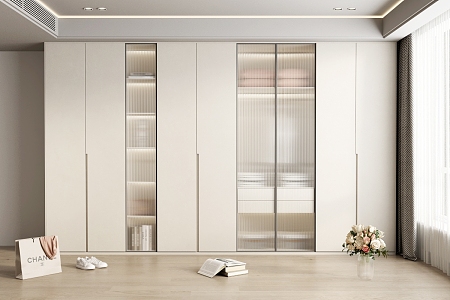 modern wardrobe cream wardrobe 3d model