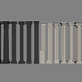 Various Styles of Columns in Black and Light Gray for Architectural Design