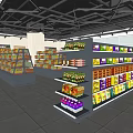Supermarket Grocery Store Interior With Well Arranged Shelves Food Items And Daily Necessities