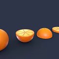 Fresh Whole and Sliced Oranges Arranged with Half Sections on Dark Background