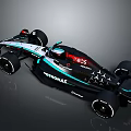 Racing Formula 1 Car With Black White Blue Livery INEOS Petronas Sponsorship And Aerodynamic Design