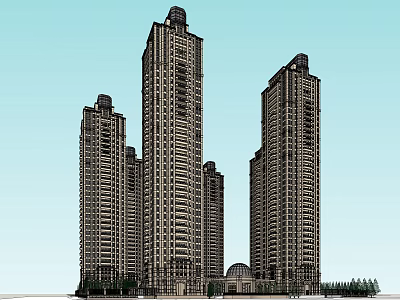 Modern High Rise Residential Buildings With Contemporary Exterior Design And Windows 3d model