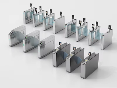 Modern Automatic Metal Turnstiles Public Facility Access Control Entry System For Public Places 3d model