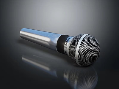 Headphone Audio System With Wireless Microphone Silver Body And Black Mesh 3d model