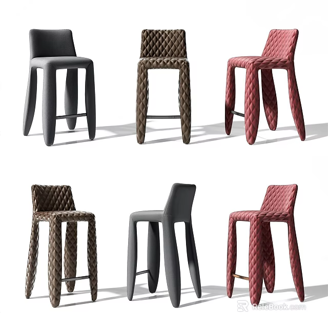 Modern Style Bar Stools With Woven Design In Various Colors For Home Interior Decor 3d model 