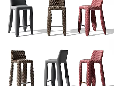 Modern Style Bar Stools With Woven Design In Various Colors For Home Interior Decor 3d model