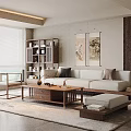 Modern Minimalist Living Room Interior Design With Sofa Coffee Table And Decorative Paintings
