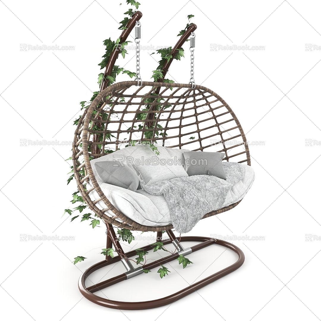 Modern Hanging Chair Outdoor Woven Hanging Chair 3d model