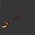 Ornate Polearm Weapon With Blue Red Shaft And Golden Decorative Head