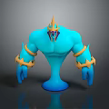 3D Game Movie Character Blue Muscular Figure With Golden Spiked Head And Arm Guards