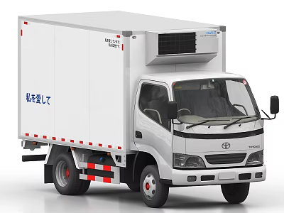 White Refrigerated Cargo Truck With Roof Cooling Unit For Fresh Transport 3d model