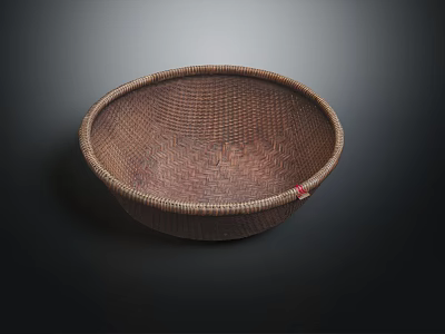 Handwoven Round Brown Basket Perfect for Home Storage and Decorative 3d model
