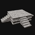 Stone Pedestal Platform Stone Stairway Remains Monuments Architecture 3d model