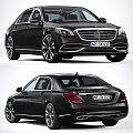 Black Mercedes-Benz S-Class Luxury Sedan With Alloy Wheels LED Headlights And Taillights