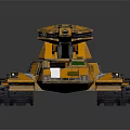 Orange Tracked Armored Weapon Vehicle with Large Cannon and Military Design