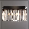 Elegant Modern Flush Mount Ceiling Light With Black Frame And Clear Crystal Strips