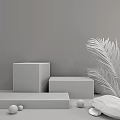 Minimal Green Scene With Cubes Sphere Gold Ball Palm Leaf And Marble Surface 3d model