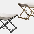 Modern Sofa Stools With Black And Gold Metal Frames And Upholstered Seats