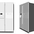 Modern Double Door Refrigerators In White And Stainless Steel With Digital Display And Storage