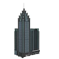 Modern Skyscraper Architectural Design With Glass Facade Multiple Towers And Spire Structure