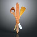 Wooden Kitchen Utensils Set With Spoon Spatula And White Handle Design