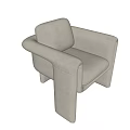 Modern Minimalist Beige Upholstered Accent Chair With Wide Armrests And Sleek Lines