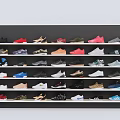 Practical Shoe Cabinet With Multiple Shelves Holding Various Sneakers And Shoes