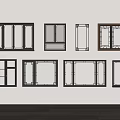New Chinese style window combination casement window frame Chinese style floor-to-ceiling window broken bridge aluminum alloy window sliding window 3d model