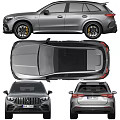 Mercedes-Benz AMG Gray SUV With Black Wheels Yellow Brake Calipers And Sporty Design