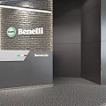 Benelli 4S Store Interior With Brick Wall And Welcome Sign 3d model