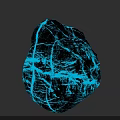 Black Rock With Blue Glowing Cracks On Dark Background Detailed Surface Texture