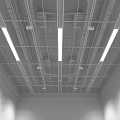 Modern Grid Ceiling Design With Linear Recessed Lights And Metal Framework