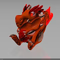 Red Dragon Plush Toy Cartoon Character With White Accents Horns Wings And Sitting Pose