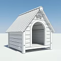 Wooden Garden Dog House with Green Roof and Bone Ornament Design