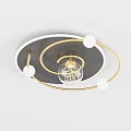 Modern Golden Circular Ceiling Light With Glass Ball And Spherical Lamps For Soft Illumination