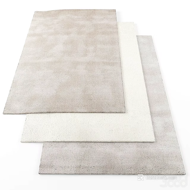 Soft Plush Square Rugs in Beige White Light Gray Tones for Modern Home Decor 3d model 