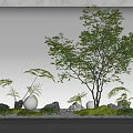 Natural Miniature Garden Scene With Small Trees Ferns Stones And Mossy Decor