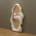 Cream style decorative mirror full-length mirror fitting mirror floor mirror shaped art mirror vanity mirror 3d model