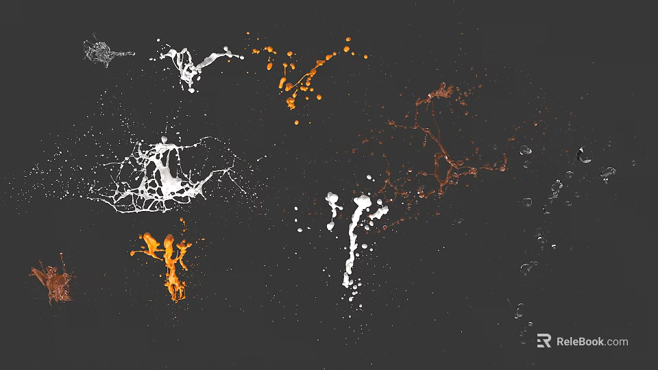 Creative Decorative Ornament Set With White Orange Abstract Splatter Design For Home Decor 3d model 