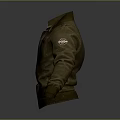 Brown Utility Jacket Featuring Stand-Up Collar Front Zipper Chest Pockets And Embroidered Patch 3d model