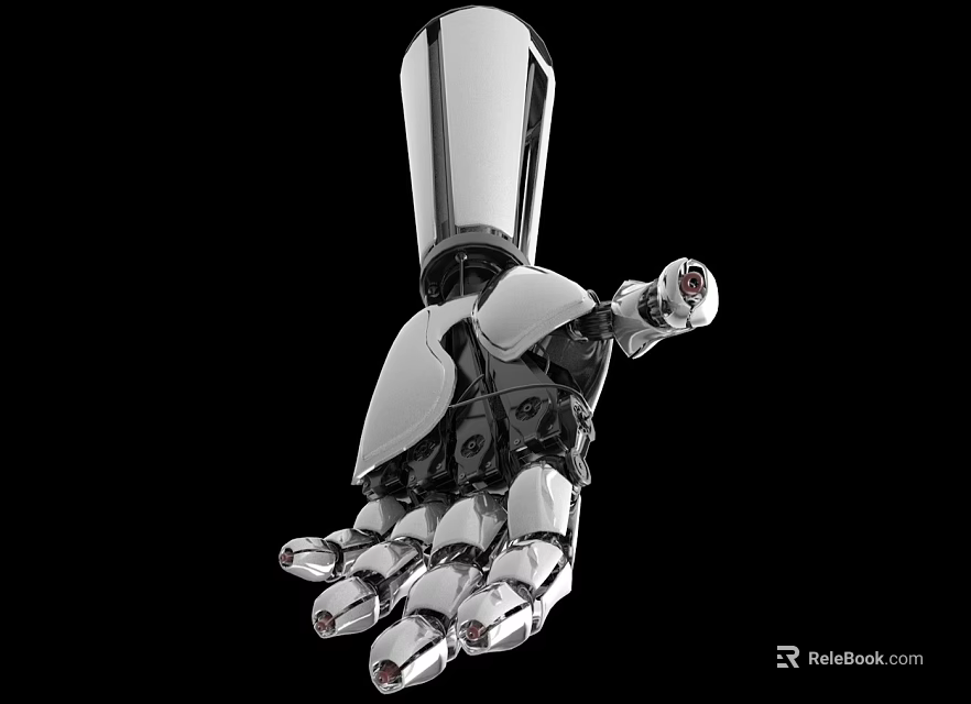 Futuristic Intelligent Robotic Hand Featuring Metallic Mechanical Structure And Precision Parts 3d model 
