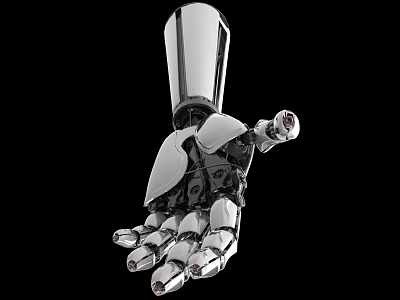 Futuristic Intelligent Robotic Hand Featuring Metallic Mechanical Structure And Precision Parts 3d model