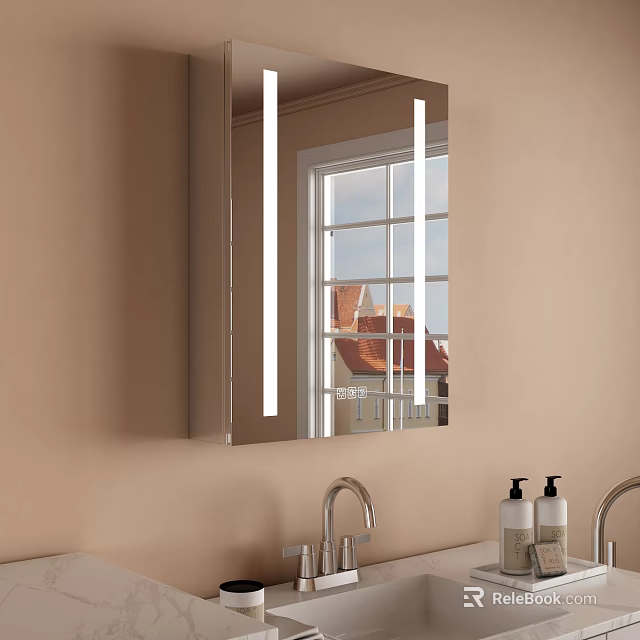 Modern Bathroom Wall Cabinet With Built In Lighting And Mirror 3d model 