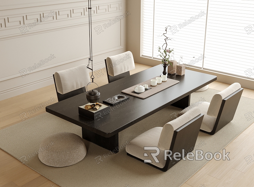 Modern Tatami Tea Table and Chair Tea Set model